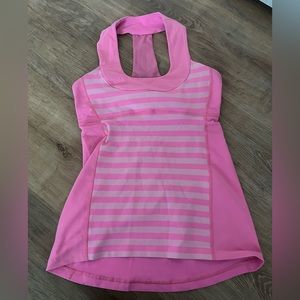 Vintage Lululemon Pink Striped Scoop Neck Tank Top, Size 6